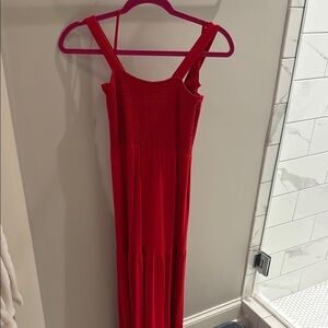 LOFT Vibrant Red Smocked Dress